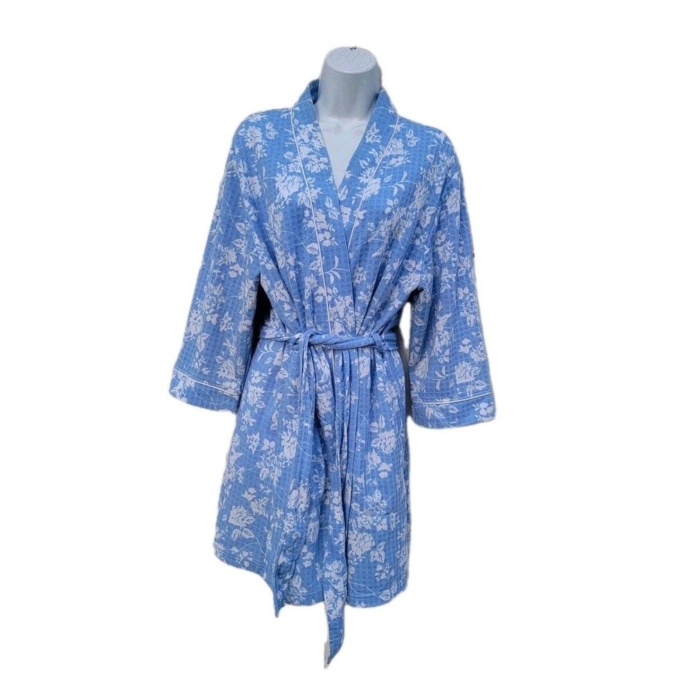 Coral Bay blu/wht floral print robe sz med